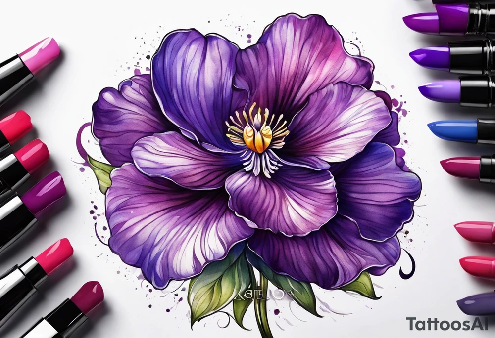 Violet flower made with fingerprint tattoo idea