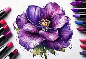 Violet flower made with fingerprint tattoo idea