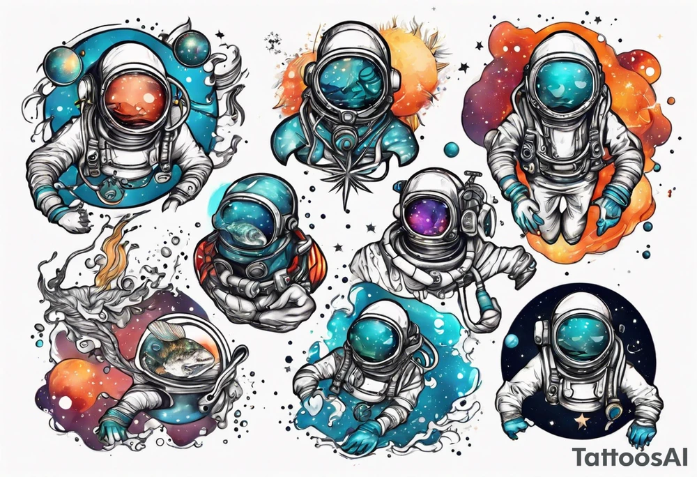scuba diver in space tattoo idea