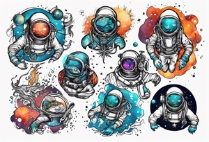scuba diver in space tattoo idea