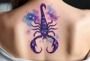 The Scorpius star constellation slashes across the night sky like a glowing violet scorpion tail ready to strike tattoo idea