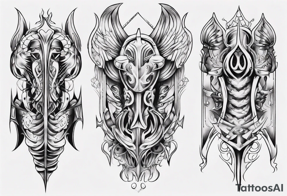 Leg armor symmetrical tattoo idea