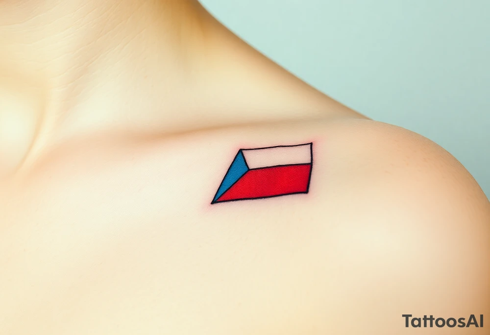 A minimalist Czech flag outline, with the blue triangle subtly blending into the red and white stripes tattoo idea