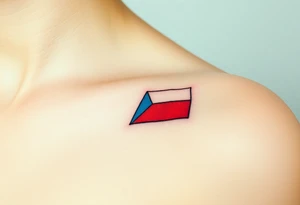 A minimalist Czech flag outline, with the blue triangle subtly blending into the red and white stripes tattoo idea