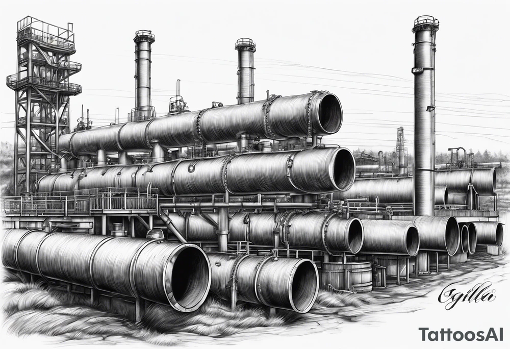 pipeline in oilfield tattoo idea