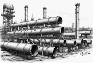 pipeline in oilfield tattoo idea