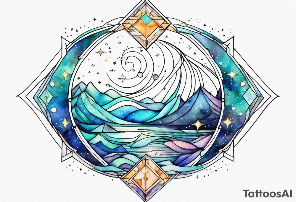 Aquarius geometric constellation calm tattoo idea