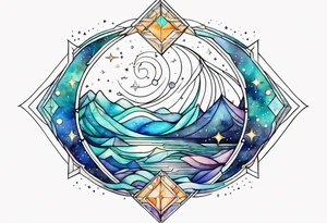 Aquarius geometric constellation calm tattoo idea