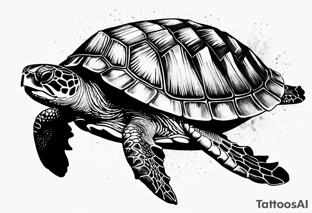 beachy seashell sea turtle tattoo idea