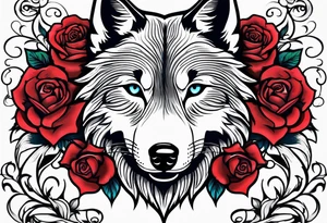 Wolf with rose tattoo idea
