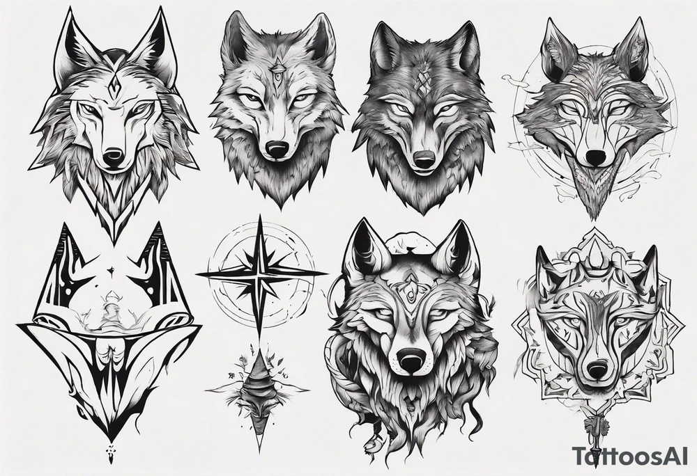Spiritual wolf tattoo idea