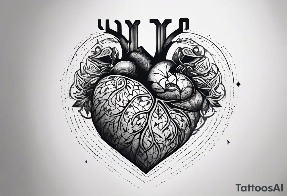 Brain, heart sign, love, heart break makes you strong, worth it, pain makes you stronger, strength with small aspects of plane, travel, wanderlust, cultures, passion, growth, family inside the heart, simple tattoo idea