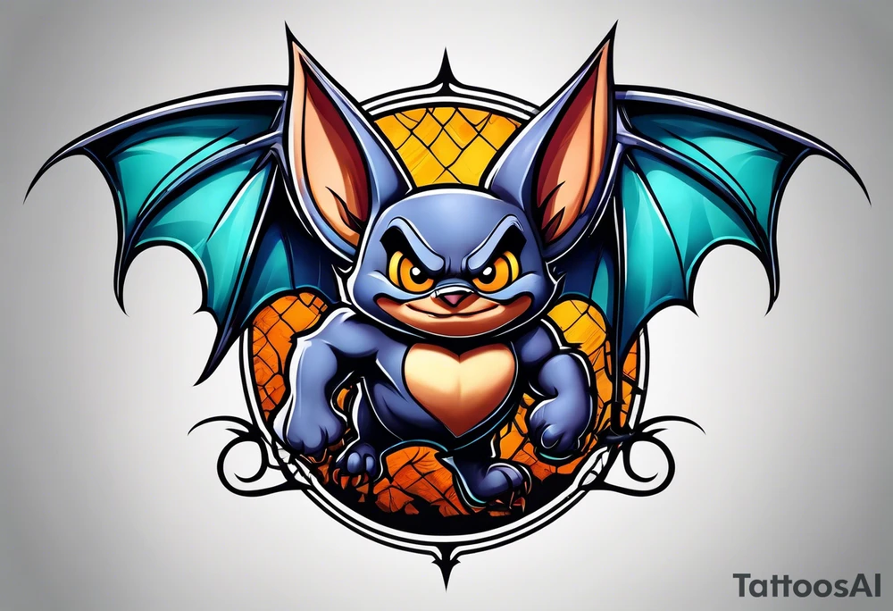 cartoon bat in style of disney tattoo idea