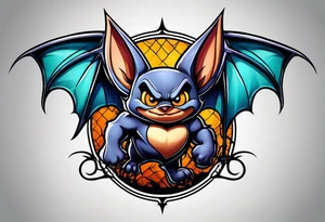 cartoon bat in style of disney tattoo idea