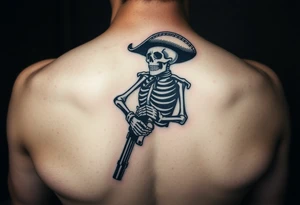 Skeleton charro with pistol tattoo idea