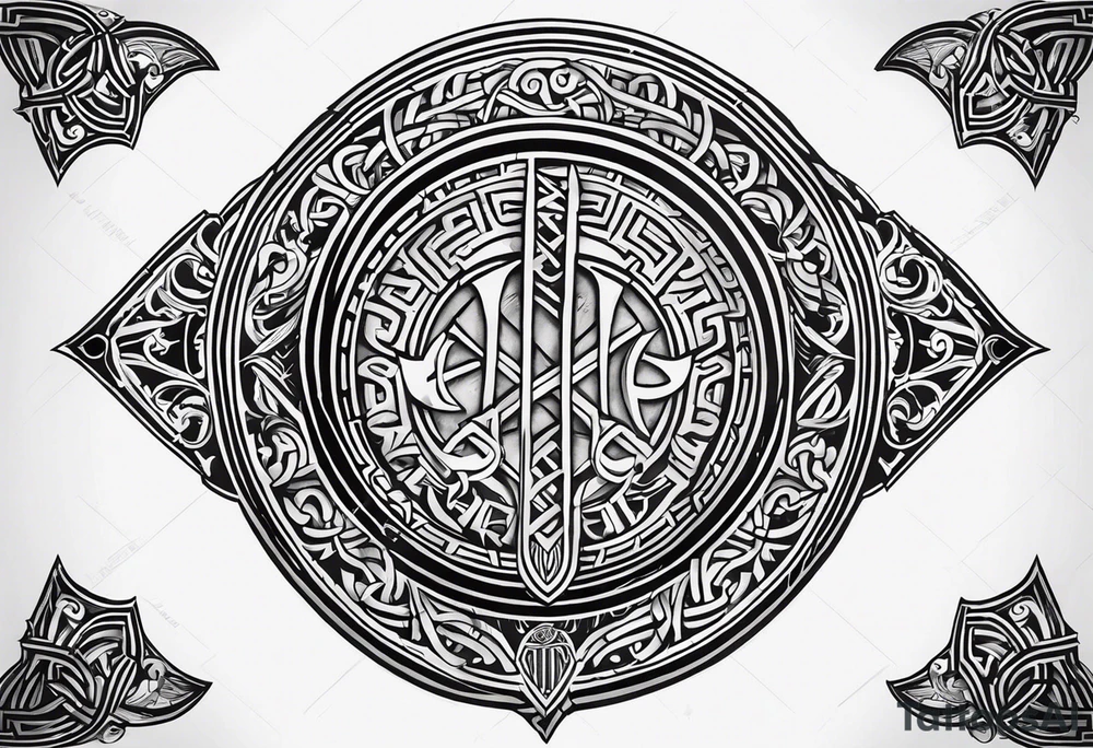 Valhalla viking gods shield tattoo idea