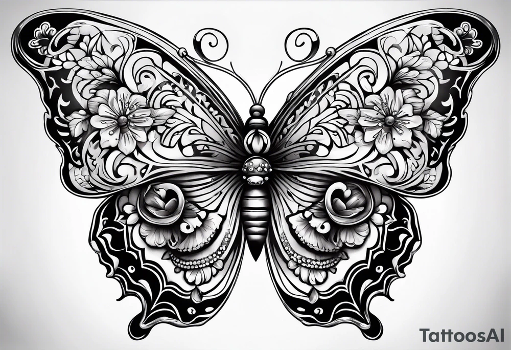 butterfly more with day of the dead tattoo idea