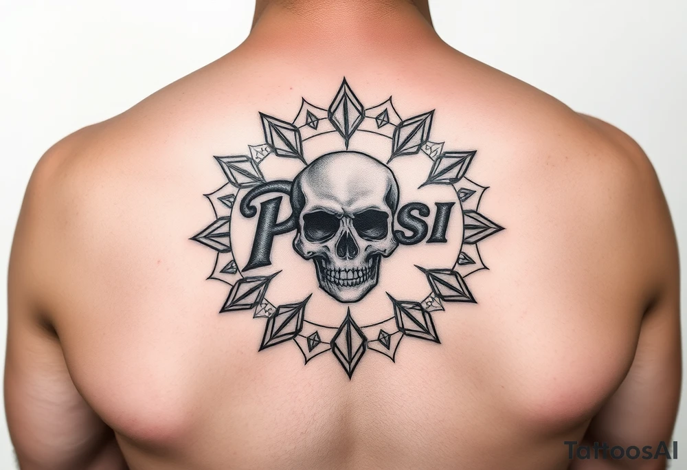 "Pepsi logo deconstructed into a sand mandala. Pixelated skull in center. Black and red ink, sacred geometry style, symmetrical." tattoo idea