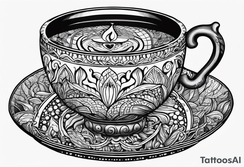 Ayahuasca mushrooms like a cup of tea made by indians tattoo idea