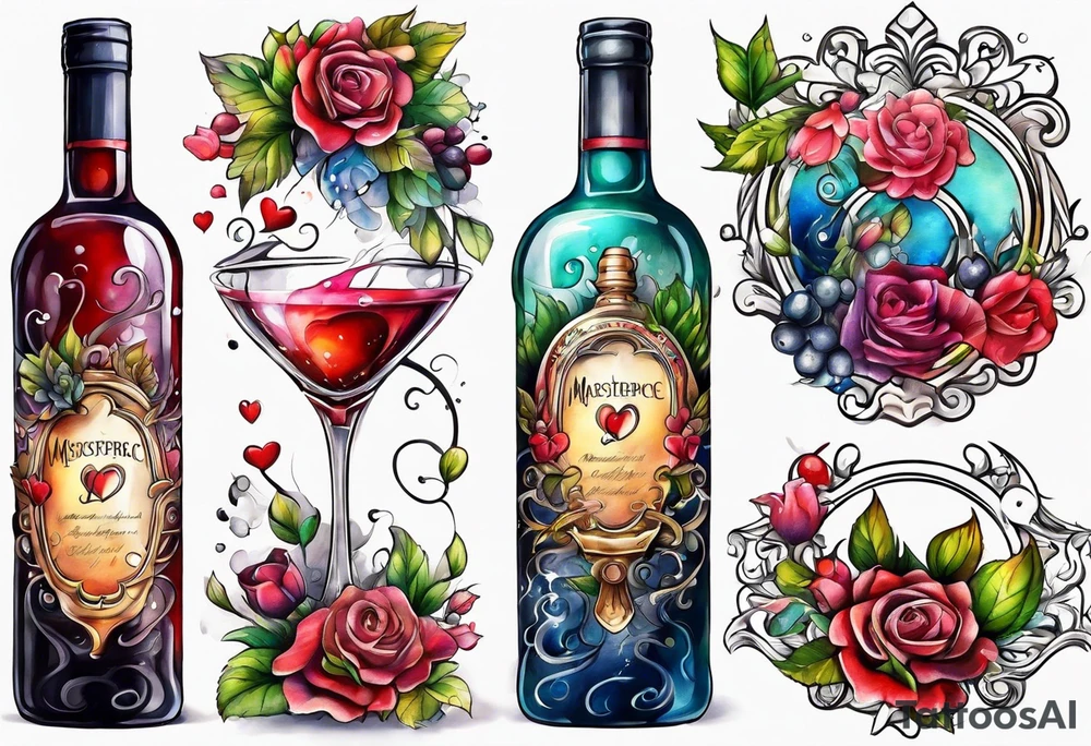 Love spilling out of an uncorked bottle tattoo idea