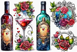 Love spilling out of an uncorked bottle tattoo idea