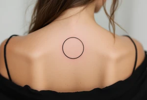 A solid black circle with a thin gold outline, evoking elegance and strength. tattoo idea