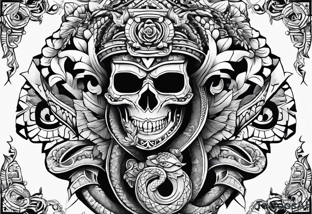 aztec snake sleeve tattoo idea
