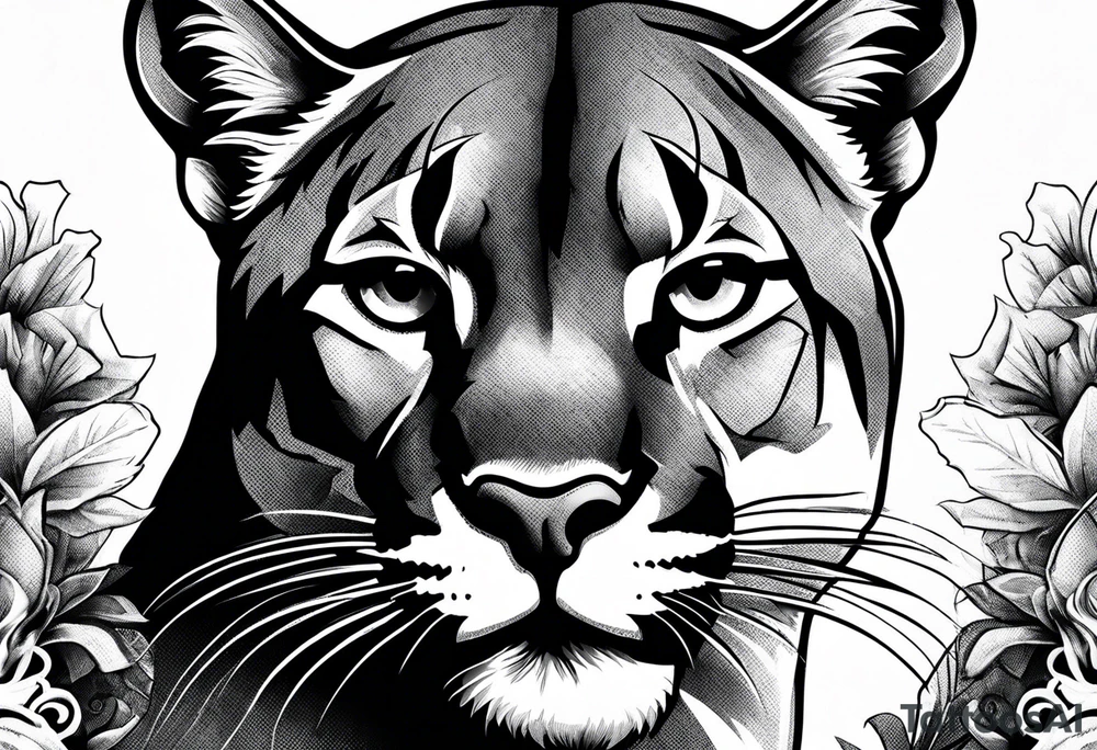 angry mountain lion tattoo idea