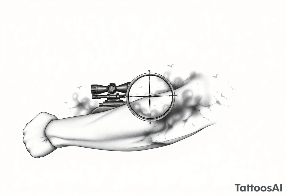 scope crosshairs with eerie fog in background tattoo idea