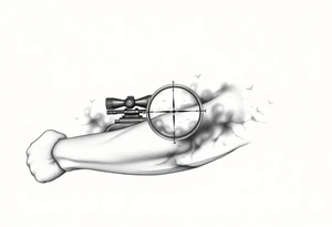 scope crosshairs with eerie fog in background tattoo idea