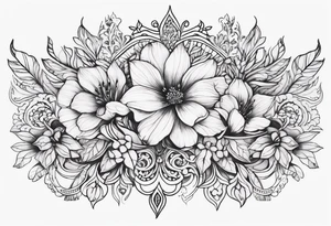 small long ornate floral sternum tattoo tattoo idea