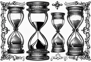 Decorative antique hourglass illustration isolated on white. Hand drawn vector art. Sketch for dotwork tattoo, hipster t-shirt design, vintage style posters. Coloring book for kids and adults. tattoo idea