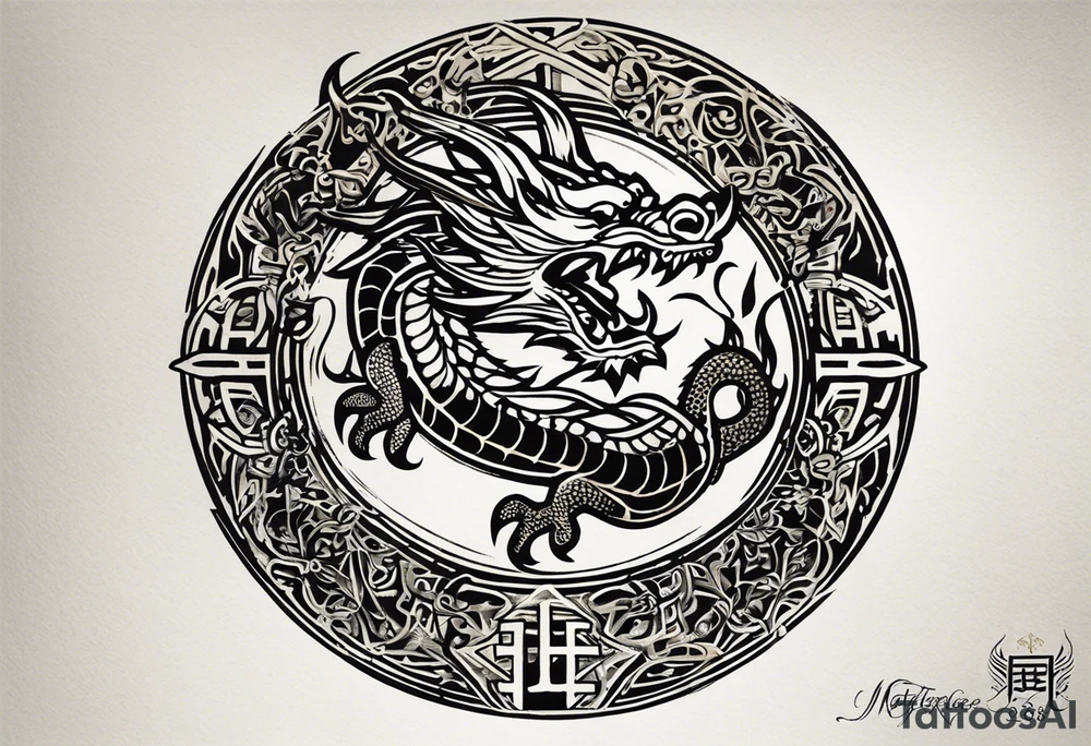 Create a tattoo that symbolizes the power of the birth date April 18, 1988, which falls in the Year of the Dragon. The design should embody confidence and determination, as well as spiritual strength and growth, capturing the essence of both the Dragon's power and the transformative journey of personal development tattoo idea