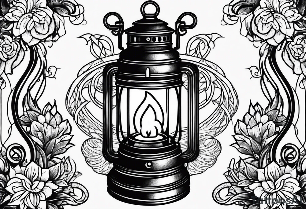 vintage lantern with a burning snake inside tattoo idea