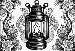 vintage lantern with a burning snake inside tattoo idea
