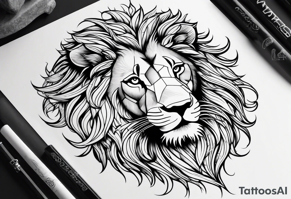 a psychedelic lion tattoo idea