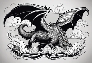Loch Nes monster flying in the sky tattoo idea
