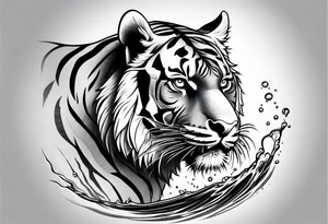 minimalist tiger near water tattoo idea