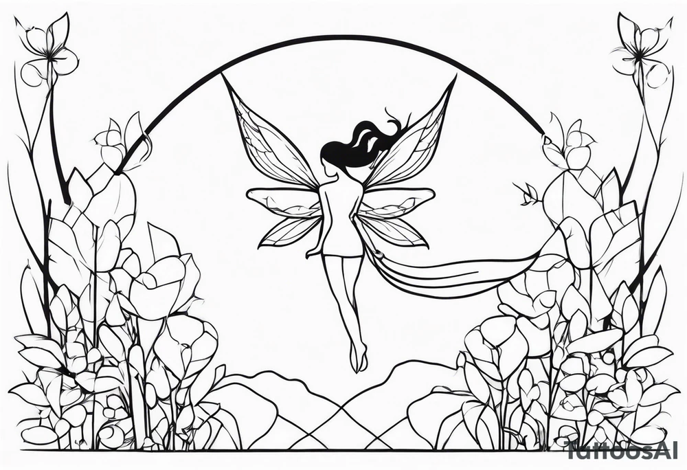 Minimal Fairy line tattoo idea