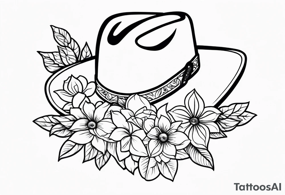 floral cowboy tattoo idea