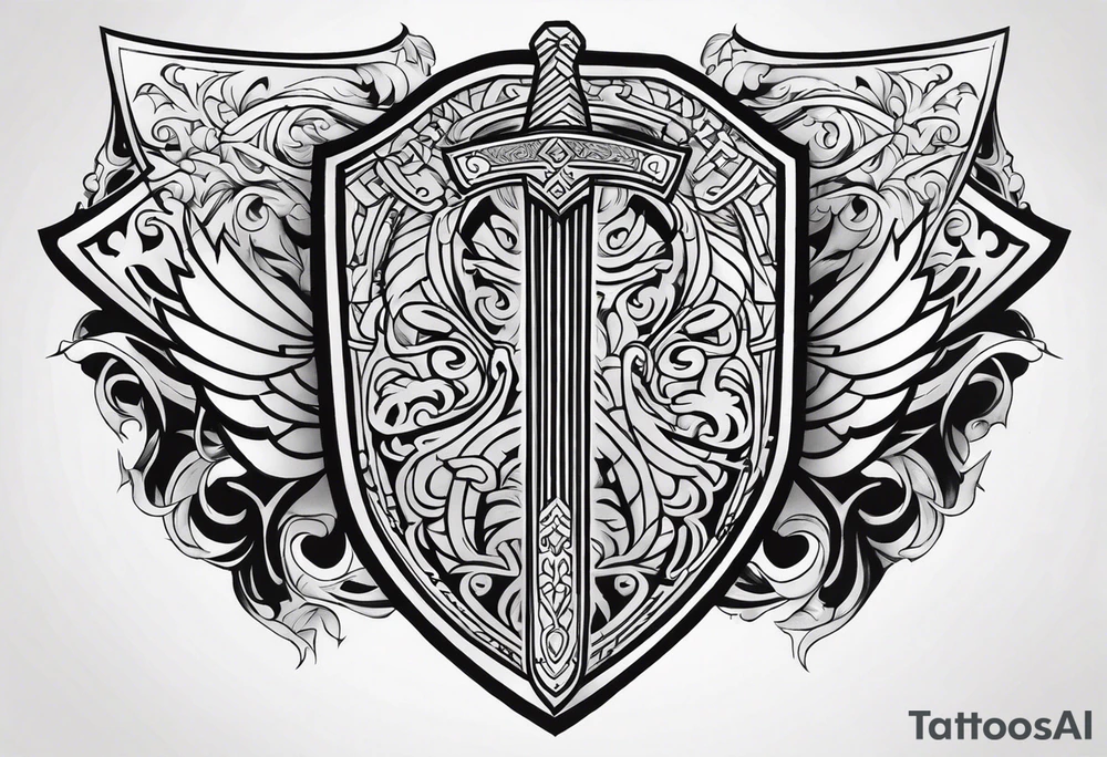 Valhalla sword shield steps tattoo idea