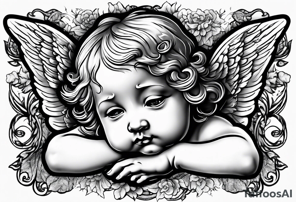 Crying cherub angel tattoo idea