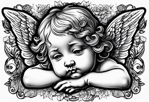 Crying cherub angel tattoo idea