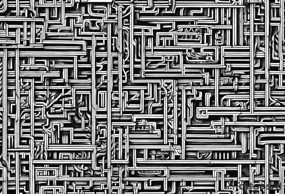labyrinth Maze train tracks straight tattoo idea