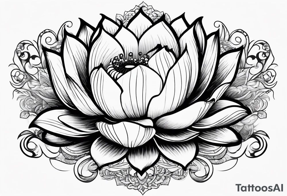 lotus flower with "para siempre" in text tattoo idea