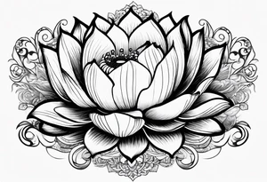 lotus flower with "para siempre" in text tattoo idea