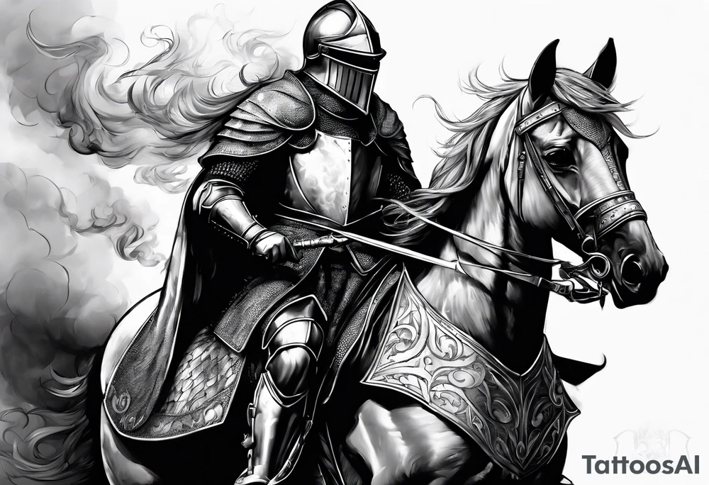 Knight with smoke tattoo idea