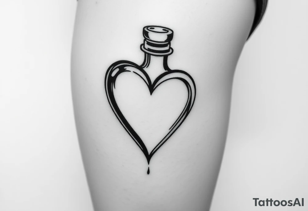 Heart shape bottle tattoo idea