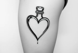 Heart shape bottle tattoo idea