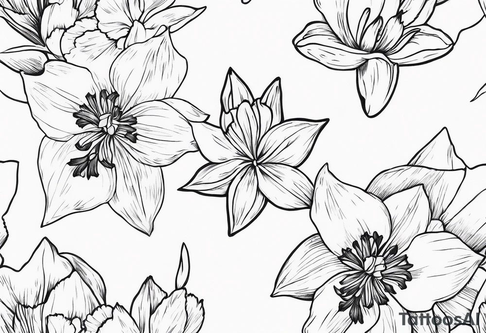 Stars Larkspur, narcissus tattoo idea